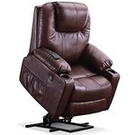 MCombo Electric Power Lift Recliner Chair Sofa with Massage and Heat for Elderly, 3 Positions, 2 Side Pockets, and Cup Holders, USB Ports, Faux Leather 7040 (Medium, Dark Brown)