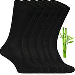 ZombaFlo 6 Pairs Diabetic Bamboo Socks for Men Super Soft Honey Comb Top UK Size 6-11 Multipack (Black)