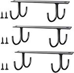 kurkip 3Pcs Mug Rack Under Cabinet - Coffee Cup Holder, with12 Mugs Hooks Under Shelf, Display Hanging Cups Drying Hook for Bar Kitchen Utensils Black