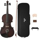 Cecilio CVN-EAS Ebony Fitted Solid Wood Violin with Deluxe Oblong Case, Satin Antique, Size 4/4 (Full Size)