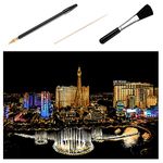 EXCEART Art & Craft Portfolios Scratch Off Art 1 Set of Art Scratch Paper Night View Scratchboard DIY Scratch Picture Set for Adult and Kid Art & Craft Supplies Scratch Painting