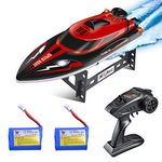 kuman Remote Control Boat, 25KM/H High Speed Waterproof Rc Racing Boat with 180º Flip Function,2.4GHz LCD Display Controller for Kids/Adults Pool & Outdoor Use KS1