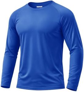 Boladeci Men's Rash Guard Shirts UPF 50 Long Sleeve Sun Shirts for Men UV Protection Shirts for Men Workout Hiking Athletic Tee T-Shirts Bright Blue 2XL Undershirt