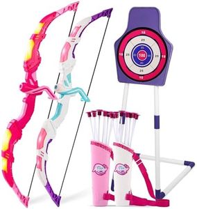 Bow and Arrow Set Girl Toys: 2 Pack LED Light Up Archery Set with 20 Suction Cup Arrows, Birthday Gift for Girls 5 6 7 8 9 10 11 12 Year Old, Outdoor Activities Toys Essentials for Kids Age 4-8 8-12