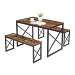 Urban Decor Engineered Wooden 4 Seater Dining Table with 2 Bench for Home & Office Furniture (Hotel & Dinner) Rectangle Natural Finish