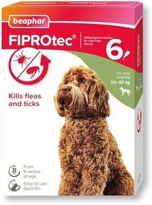 Beaphar | FIPROtec Spot-On for Large Dogs (20–40kg) | Kills Fleas & Ticks | Vet Strength Treatment | 6 Pipettes