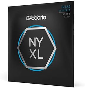 D'Addario NYXL1252W Nickel Wound Electric Guitar Strings, Light Wound 3rd, 12-52