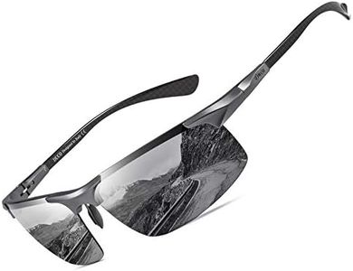 DUCO Men's Sports Polarized Driving Carbon Fiber Sunglasses for Men UV400 Protection DC8277 (Gunmetal Frame Grey Lens)
