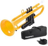 PAMPET Professional Plastic Bb Trumpet Student Trumpet Set for Student Beginner With 7C Mouthpiece and 3C Mouthpiece Bb Trumpet Instrument Yellow