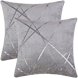 GIGIZAZA Housse de Coussin 60x60cm Canapé en Velours Décoration Chambre Taie d'oreiller Sofa Salon 2 pièces Gris Argenté
