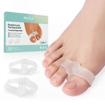 Welnove Pack of 12 Bunion Corrector - Gel Toe Separators with 2 Loops - Big Toe Spacer Suitable for Bunion and Overlapping Toe