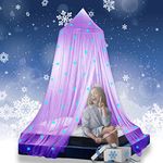 Princess Bed Canopy Glow in The Dark, Christmas Snowflakes Bed Canopy for Girls Room Decor by Eimilaly, Encrypted Fabric, Purple