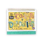 Alicia Souza | 2025 The Calendoodler Desk Calendar | 2 Sticker Sheets | 12 Months | Includes Notes Section | 270 GSM | Doodling, Planning, Tracking & Scheduling | Gold Wiro | Illustrated