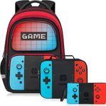 School Backpack For Boys - Gamer Boys Backpack For Kids Children Teens Elementary Middle School - 3pcs Boys Backpack With Lunch Box And Pencil Case，17″ Large Capacity