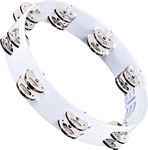 Meinl Percussion Headliner Tambourine, Handheld Circular Shape with Synthetic Frame — NOT Made in China — Double Row Jingles, 2-Year Warranty (HTT10WH)