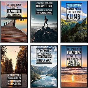 Inspirational Motivational Posters - Positive Affirmations, Uplifting Quotes, Wall Art Decor for Office, Home, Gym - Set of 6 11x17" Motivational Posters for Office Decor Inspirational Quotes Wall Art