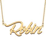 Robin Personalized Name Necklace for Women&Girl Jewelry Stainless Steel with Gold Plated - 16"+2