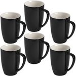 homEdge Porcelain Mug Set, 16 Ounces Cup for Tea, Latte, Mocha, Hot Chocolate, Set of 6, Black