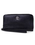 Timberland Women's Leather RFID Zip Around Wallet Clutch with Wristlet Strap, Black (Lizard), One Size