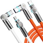 PINGXIN USB C Cable 10ft, 240W 2-Pack USB C to USB C Cable USB 2.0, Type C Charging Cable for iPhone 15, Samsung Galaxy S23, MacBook Pro 2020, iPad Pro, iPad Air 4, Pixel and More. Orange +White