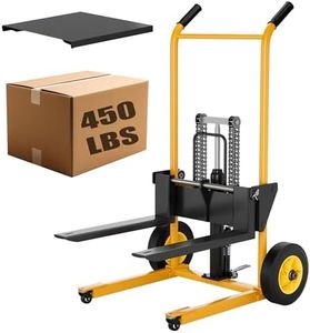 Foldable Hydraulic Material Lift Dolly, 450 lbs Winch Stacker with Swivel Wheels, 36” Lift Pallet Jack, Adjustable Pallet Forks, 2-in-1 Hand Truck Cart for Warehouse, Garage Use