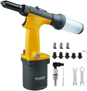 FICHFOYE Self-Suction Pneumatic Rivet Gun Kit, 4000LBF with 5 Nozzles (3/32"–1/4")