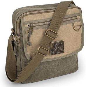SCRUFFY DOG Canvas Messenger Bag for Men and Women with Adjustable Strap - Crossbody Satchel Small 11 inch, Khaki
