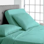 CCWB 100% Egyptian Cotton Bed Sheets 750 Thread Count Sateen Finish Luxuries Hotel Quality (Aqua Green, Customize - 4 Pieces Sheet Set)