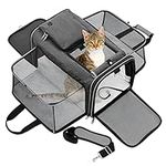 PetsN'all 2 Sides Expandable Pet Carrier, Cat Carrier, Soft Sided, Durable, Easy to Carry, and More Breathable, Perfect for Puppy and Cats,Grey