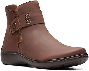 Clarks Women's Cora Rae Ankle Boot, Dark Tan Leather, 5