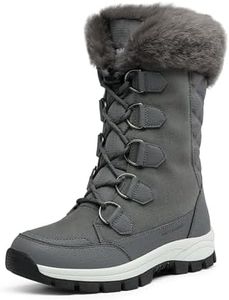 DREAM PAIRS Women's Waterproof Winter Snow Boots, Warm Comfortable Faux Fur Insulated Non-Slip Outdoor Lace-Up Florin Mid Calf Booties,Size 8.5,Dark/Grey,SDSB2206W