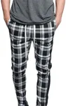 Men's Plaid Checkered Tartan Outer Side Stripe Inseam Ankle Zipper Drawstring Premium Track Pants TR537 - Black - Medium - JJ5E