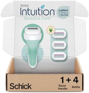 Schick Intuition Razors for Women with Sensitive Skin | 1 Razor & 4 Intuition Razor Blades Refill with Organic Aloe