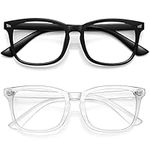 WOWSUN Unisex Stylish Nerd Non-prescription Glasses, Clear Lens Eyeglasses Frames, Fake Glasses, Black+clear, Medium