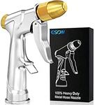 ESOW Garden Hose Nozzle, 100% Heavy Duty Metal Spray Gun with Full Brass Nozzle, 4 Watering Patterns Watering Nozzle- High Pressure Pistol Grip Sprayer for Watering Plants, Car Wash and Showering Dog