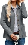 GRACE KARIN Women Sweater Blazer Long Sleeve Button Down Knit Cardigan Coat 2024 Casual Dressy Outfits Fall Clothes Outwear Dark Gray S