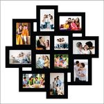 PICRAZEE Wooden Multiple Images Collage Photo Frame For Wall Decor (12 Photographs, Black Glitter, Size- 23.5* x 23.5* inch), rectangle/square