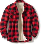 CQR Men's Plaid Flannel Shirt Jacket, Long Sleeve Soft Warm Sherpa/Quilted Lined Jacket, Outdoor Button Up/Zip-Front Jacket