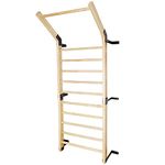 FC FUNCHEER Wooden Stall Bar, Swedish Ladder - Suspension Trainer, 11 Strategic Rods-86.6 Inches in Height, 32 Inches in Width, Pull-Up Bar for Gym Home and School Training