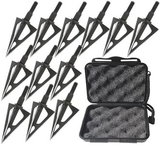 3 Blades Broadheads Archery Hunting Broadheads 100 Grain Screw-in Arrow Heads Arrow Tips for Crossbow Recurve Bows and Compound Bow (12 x broadheads + case)