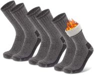 Socks Daze 3 Pack Mens Boot Wool Athletic Cushioned Socks Hiking for Womens Thick Warm Crew Calf Woollen Boot Socks for Winter Outdoor Work Walking Camping Skiing, Large, Brown