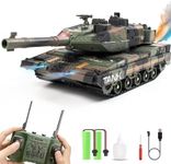 Hitish RC Tank that Shoots for Kids Adults, 2.4G Remote Control Army Tank Toys with Auto Demo Sound Light Smoke, 13 Channel Military Vehicles Model Gift for Boys, Army Green