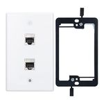 YOEMELY RJ45 Wall Plate 2 Port, Cat7 Keystone Jack Wall Plate White, Metal Shielded Cat 7 Coupler, female to female, with 1-Gang Low Voltage Mounting Bracket for in Wall cables Wiring