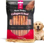 Wild Eats Beef Collagen Sticks for Dogs, Dog Chews Long Lasting, Rawhide Free - 15 Pack High Protein Chew Dog Treats for Small, Medium, and Large Dogs