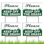 4 PC Keep Off the Grass Signs with 