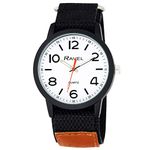 Ravel - Men's Modern Workwear Watch with Easy-Fasten Strap - Black/White Dial/Black Strap with Tan Tongue