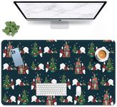 Britown Christmas Bear Tree Large Mouse Pad for Desk, Black Winter Computer Keyboard Mat Non-Slip Rubber Desk Mat Gaming Mousepad for Home Office Gamer, 31.5 x 15.7 Inch