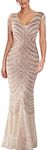 Women's V Neck Sequins Mermaid Gown