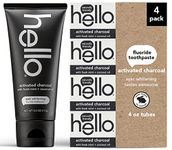 Hello Oral Care Activated Charcoal Fluoride Whitening Toothpaste, Vegan & SLS Free, 4 Count