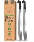 HOUNDSBAY Great Dane Extra Long Handled Metal Shoe Horn with Comfort Grip (16.5" Black)